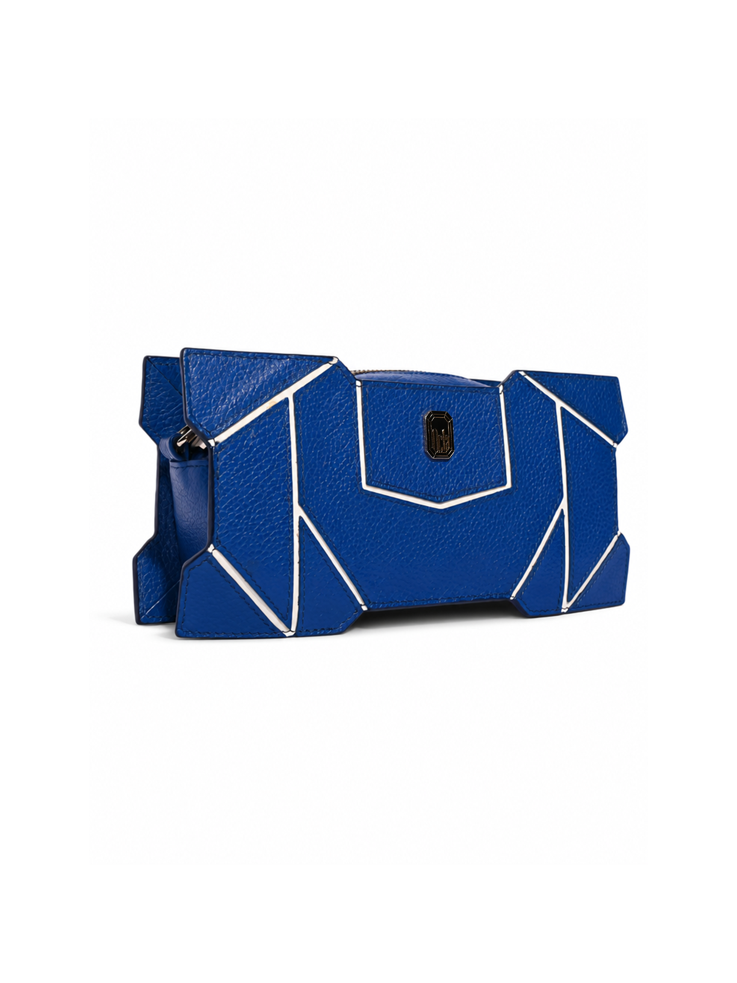 Cobalt blue chain shoulder bag angle view — buy pre-owned designer handbags online KSA | SO. by Sora