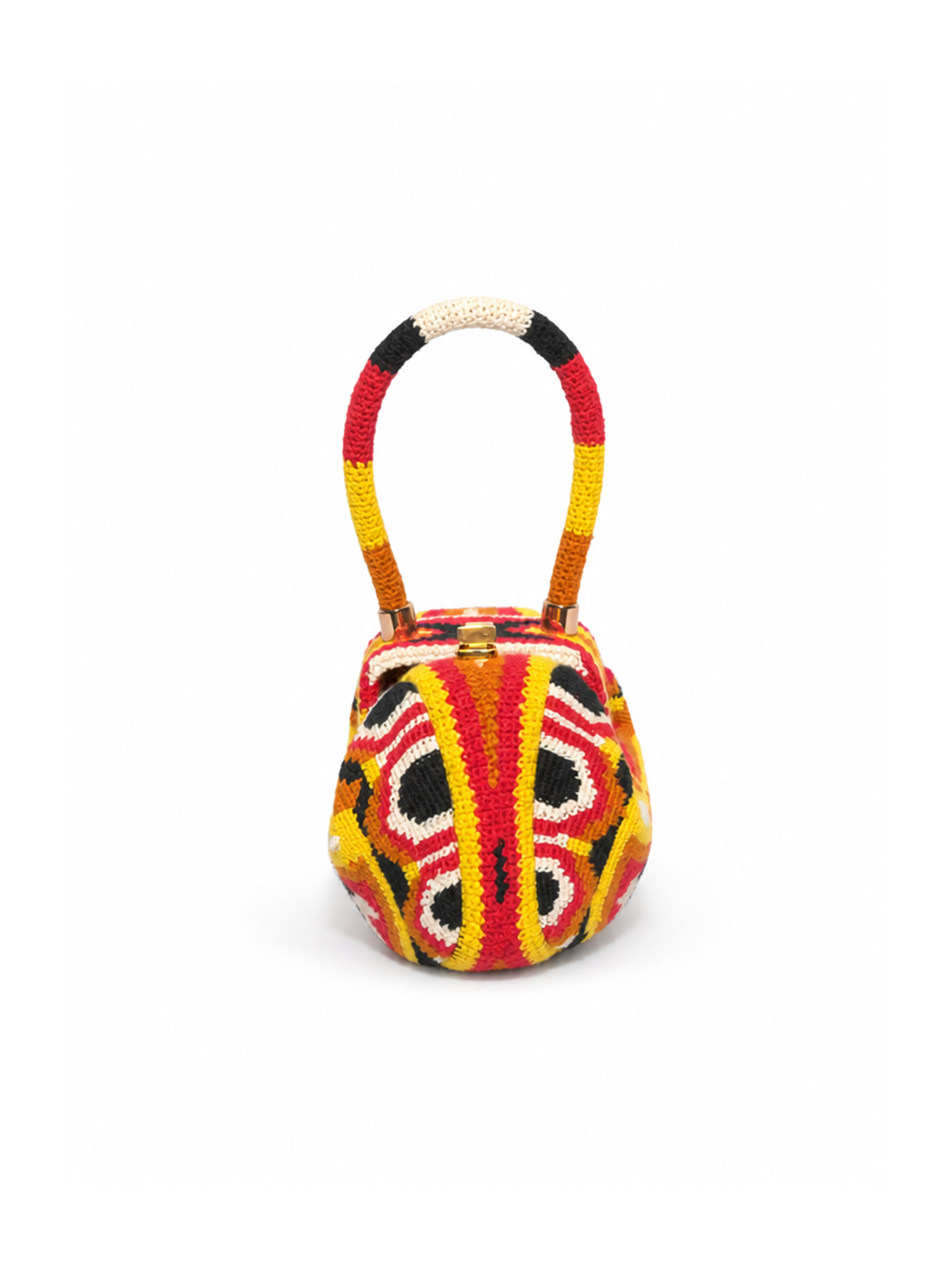 Multicolor crochet top-handle frame bag front view — luxury pre-owned handbag Saudi Arabia | SO. by Sora