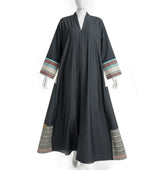 Ola Abayas Grey Embroidered Abaya