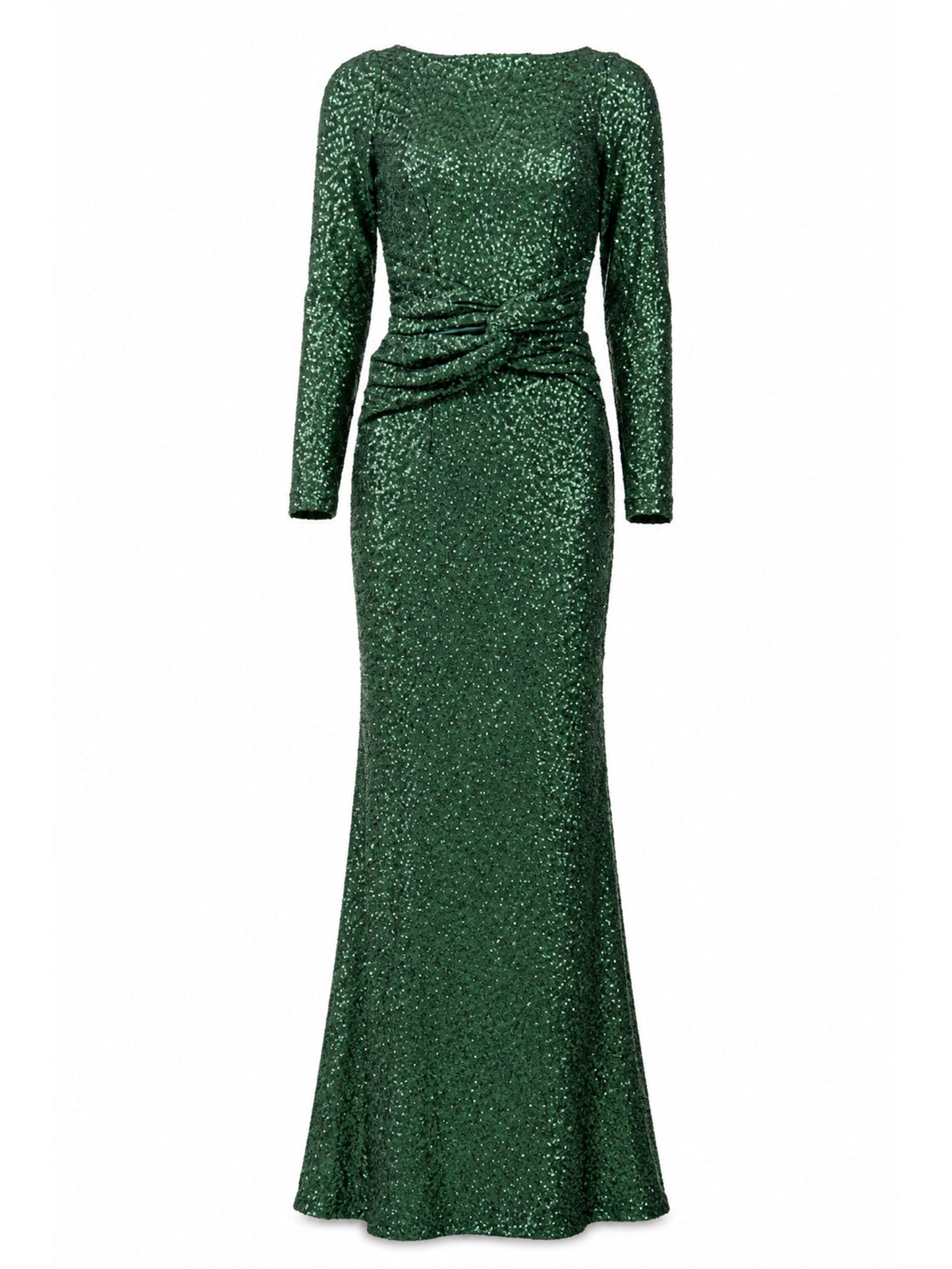 Maison De Piem emerald green sequin long-sleeve mermaid gown front — luxury dress Saudi Arabia | SO. by Sora