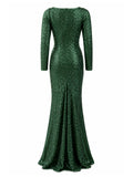 Maison De Piem emerald sequin mermaid gown back — buy emerald gown Saudi Arabia | SO. by Sora
