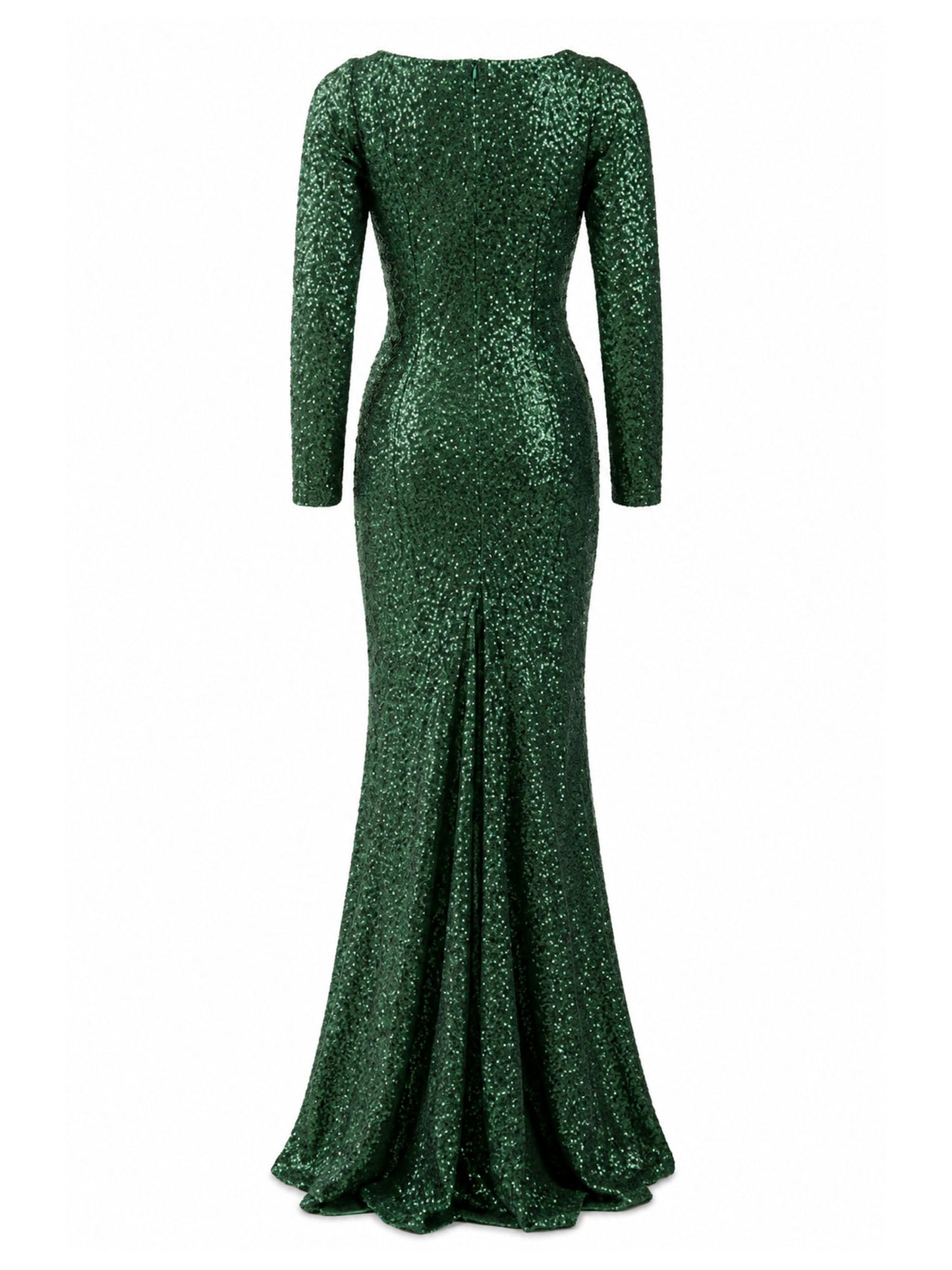 Maison De Piem emerald sequin mermaid gown back — buy emerald gown Saudi Arabia | SO. by Sora