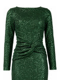 Maison De Piem ruched waist sequin detail — emerald green mermaid gown | SO. by Sora