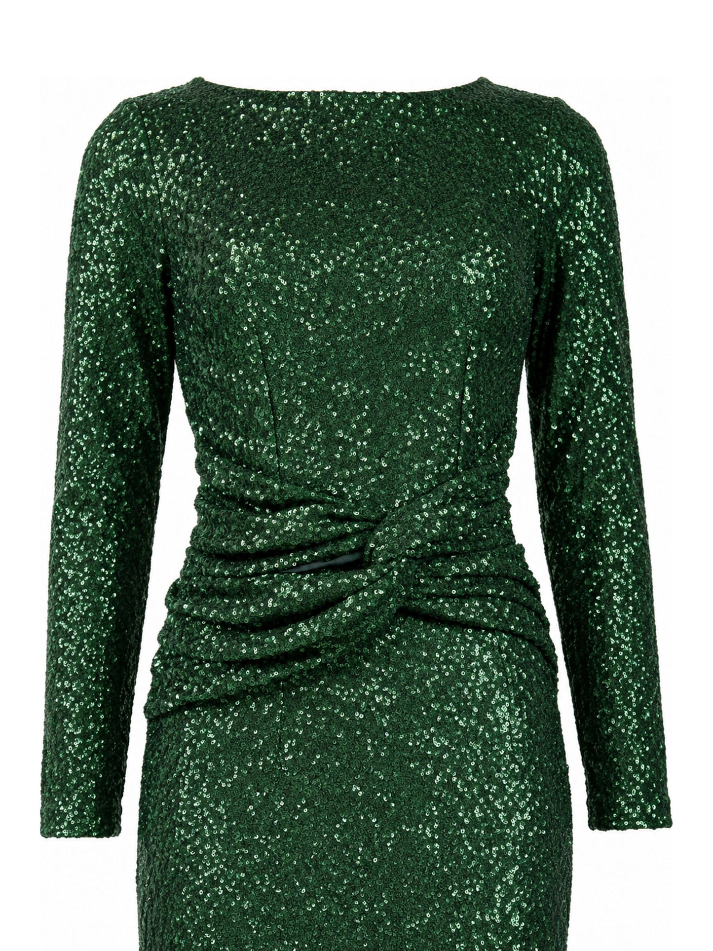 Maison De Piem ruched waist sequin detail — emerald green mermaid gown | SO. by Sora