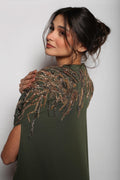 Rochelle Embellished Cape Abaya in Olive Green