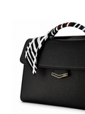 Fendi gold turn-lock and logo plaque detail — black leather Demi Jour bag | SO. by Sora