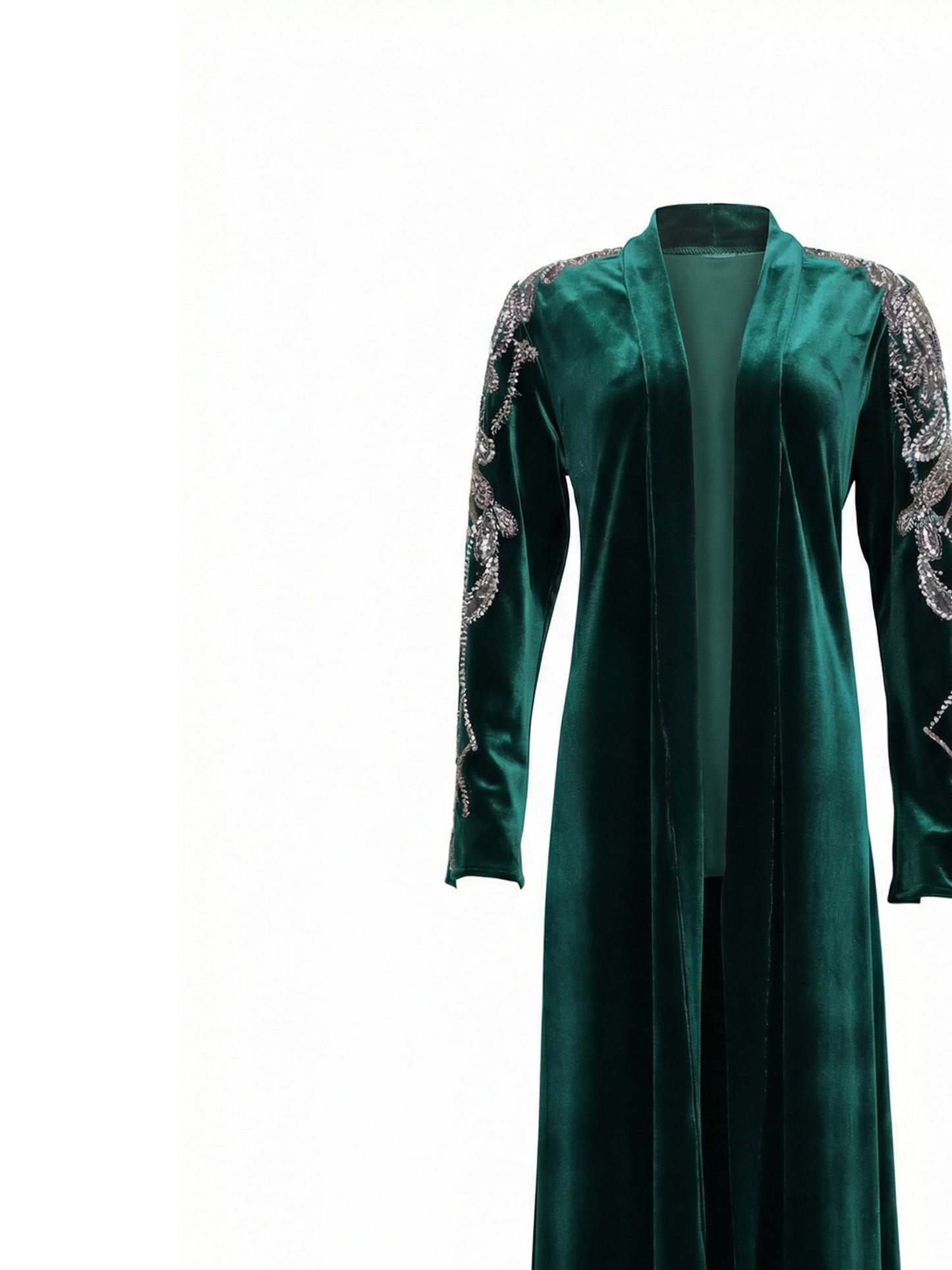 Rochelle Deep Emerald Crystal-Embellished Velvet Abaya