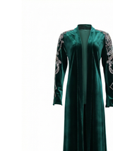 Rochelle Deep Emerald Crystal-Embellished Velvet Abaya