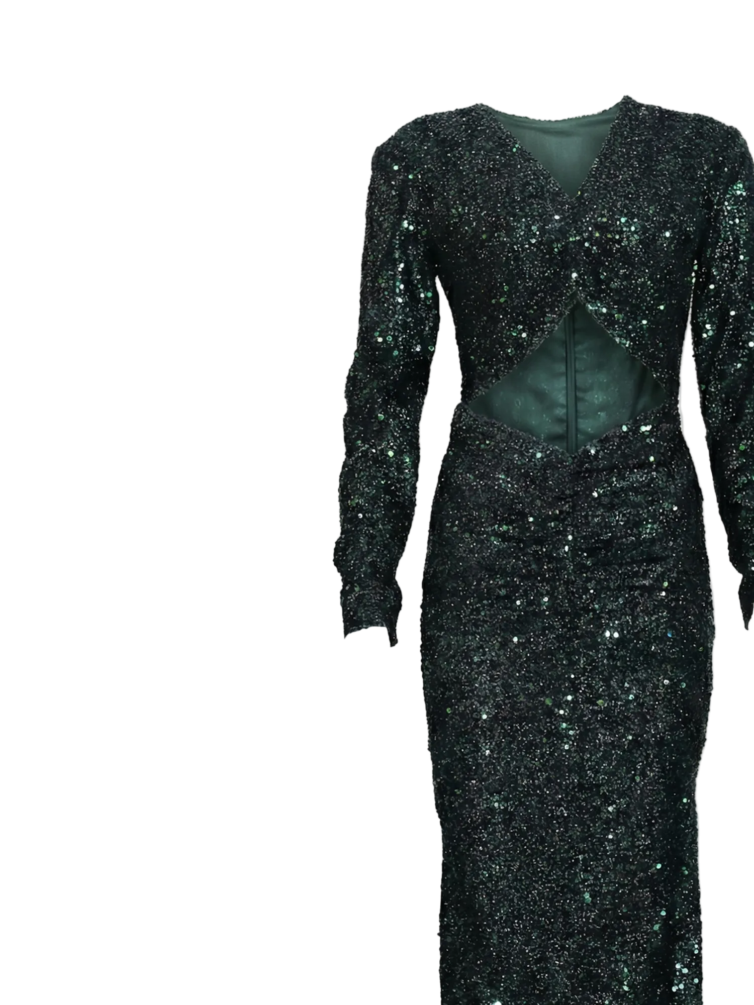 Rochelle Green Long Curvy Dress – Sequined Gown