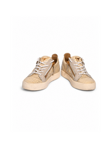 Giuseppe Zanotti beige croc-embossed double-zip sneakers — luxury pre-owned sneakers Saudi Arabia | SO. by Sora