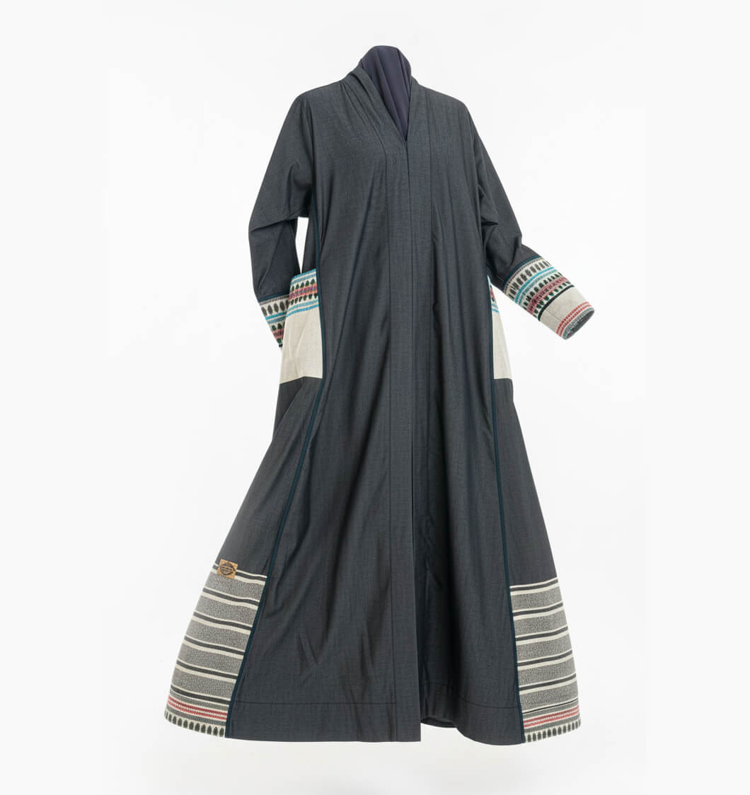 Ola Abayas Grey Embroidered Abaya