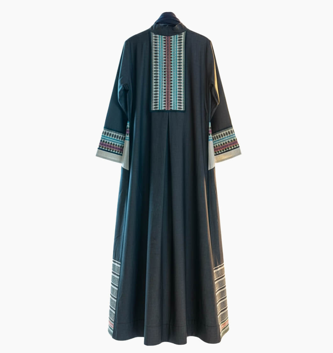 Ola Abayas Grey Embroidered Abaya
