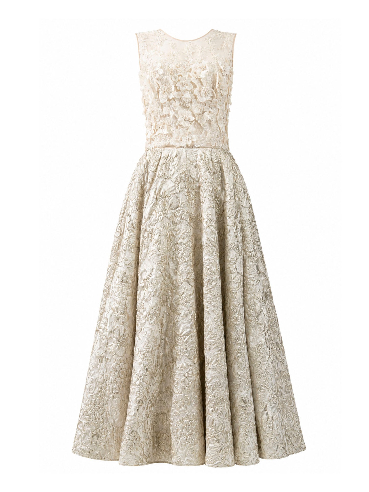 Ivory floral ball gown alternate view — designer brocade dress KSA | SO. by Sora