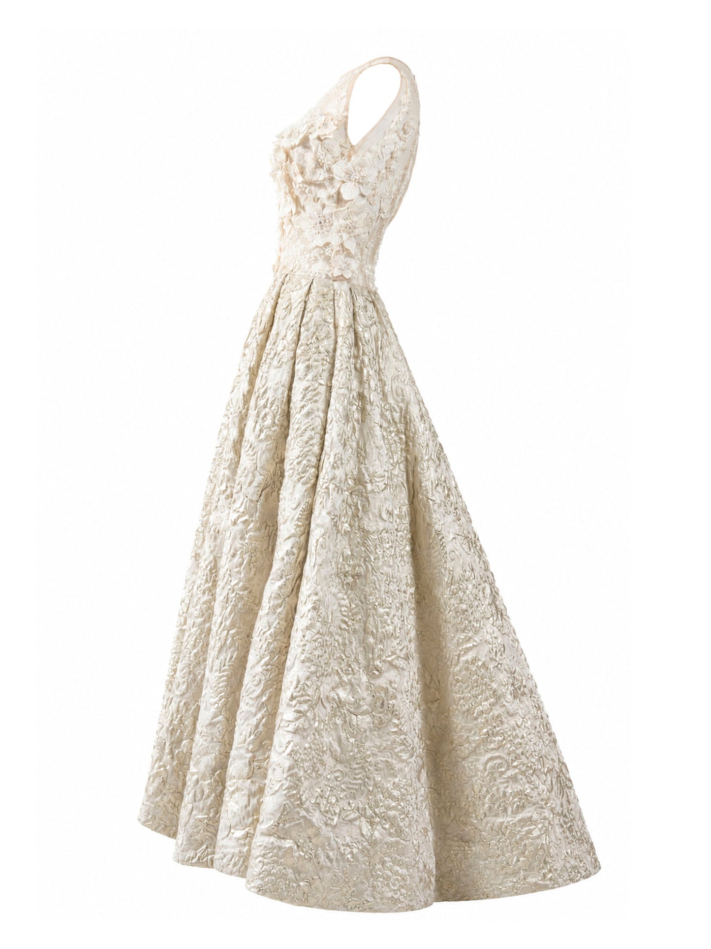 Ivory ball gown full side view — luxury formal dress Saudi Arabia | SO. by Sora