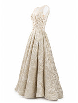 Ivory brocade ball gown side profile — buy designer gown online KSA | SO. by Sora