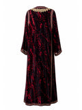 Burgundy velvet takchita back view — buy Moroccan formal dress online KSA | SO. by Sora