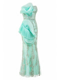 Gaby Charbach mint green crystal mermaid gown front — luxury evening dress Saudi Arabia | SO. by Sora