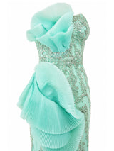 Gaby Charbach mint green ruffle bodice detail — crystal-embellished mermaid gown | SO. by Sora
