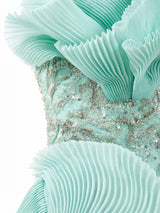 Gaby Charbach crystal bead embellishment closeup — mint green mermaid gown KSA | SO. by Sora