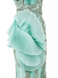 Gaby Charbach pleated organza ruffle detail — mint green formal gown Saudi Arabia | SO. by Sora