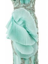 Gaby Charbach pleated organza ruffle detail — mint green formal gown Saudi Arabia | SO. by Sora