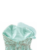 Gaby Charbach interior lining and back zip — mint green mermaid gown | SO. by Sora