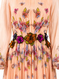 Rami Al Ali floral appliqué waist detail — peach silk chiffon gown | SO. by Sora
