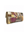 Gold-tone jeweled clasp and shagreen side detail — python patchwork evening clutch | SO. by Sora