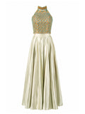 Sage green satin beaded two-piece gown front — luxury evening dress Saudi Arabia | SO. by Sora