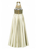 Sage green satin two-piece gown back — buy formal evening gown online Saudi Arabia | SO. by Sora
