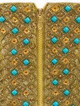 Beadwork and zip detail — sage green satin gown KSA | SO. by Sora