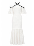 Jill Jill Stuart white guipure lace cold-shoulder dress front — luxury dress Saudi Arabia | SO. by Sora