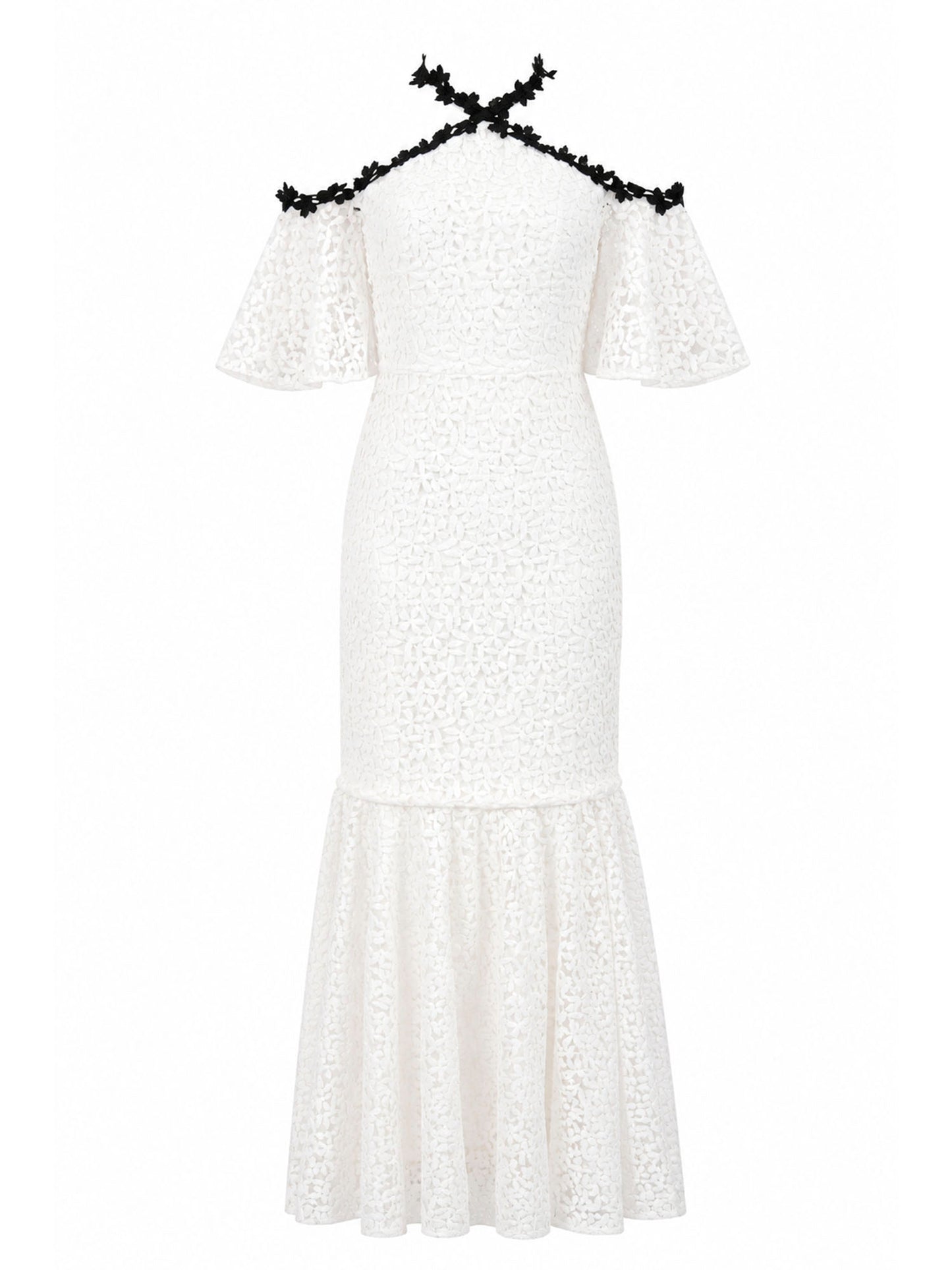 Jill Jill Stuart white guipure lace cold-shoulder dress front — luxury dress Saudi Arabia | SO. by Sora
