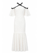 Jill Jill Stuart white guipure lace cold-shoulder dress front — luxury dress Saudi Arabia | SO. by Sora