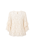 Carolina Herrera Ivory Lace Ruffle Bell-Sleeve Blouse