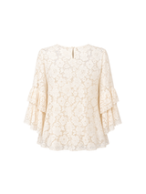 Carolina Herrera Ivory Lace Ruffle Bell-Sleeve Blouse