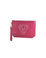 Rania Manasra Burgundy Leather Pouch Clutch