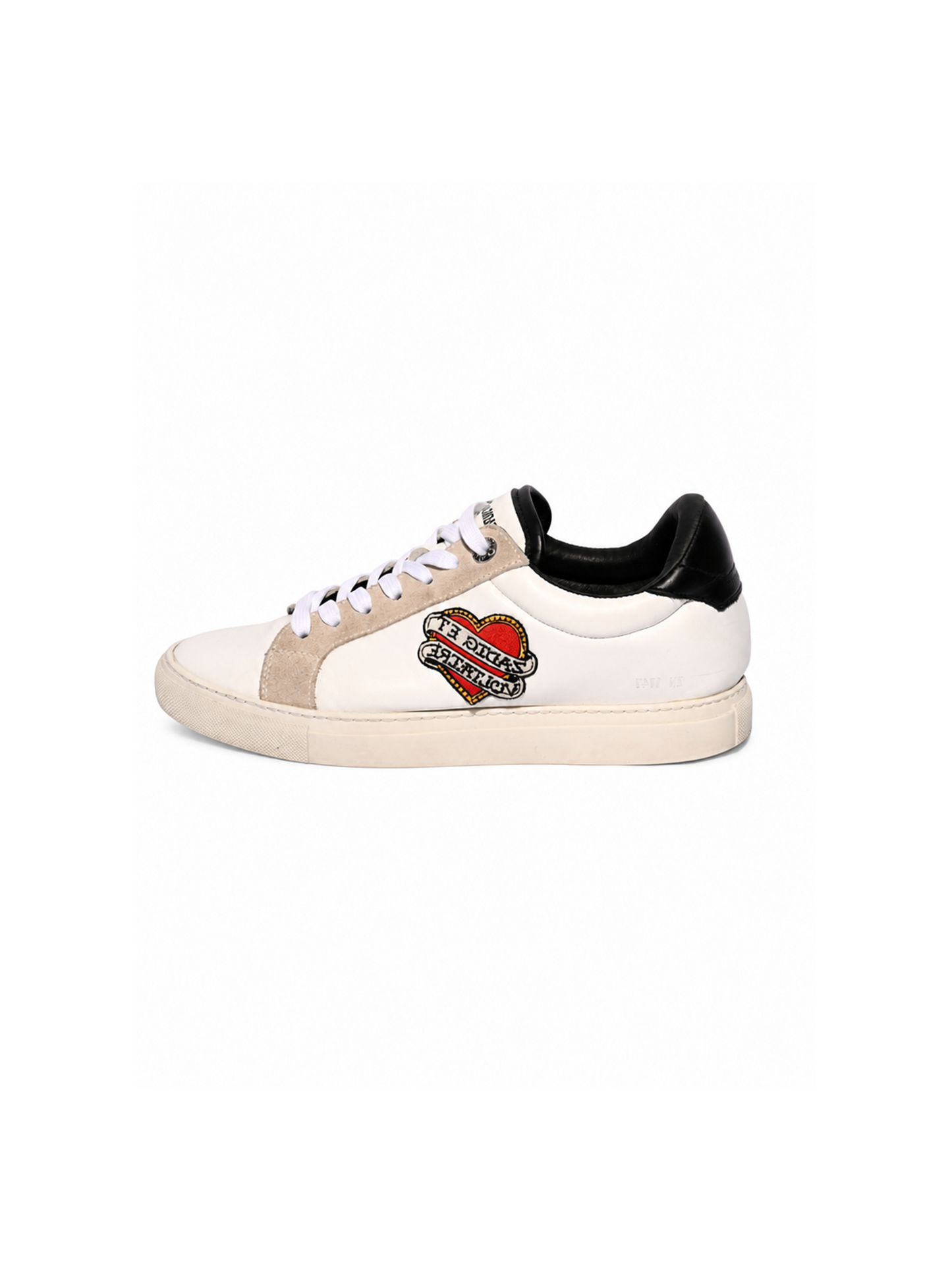 Zadig & Voltaire white leather heart-patch sneaker side view — luxury pre-owned sneakers Saudi Arabia | SO. by Sora