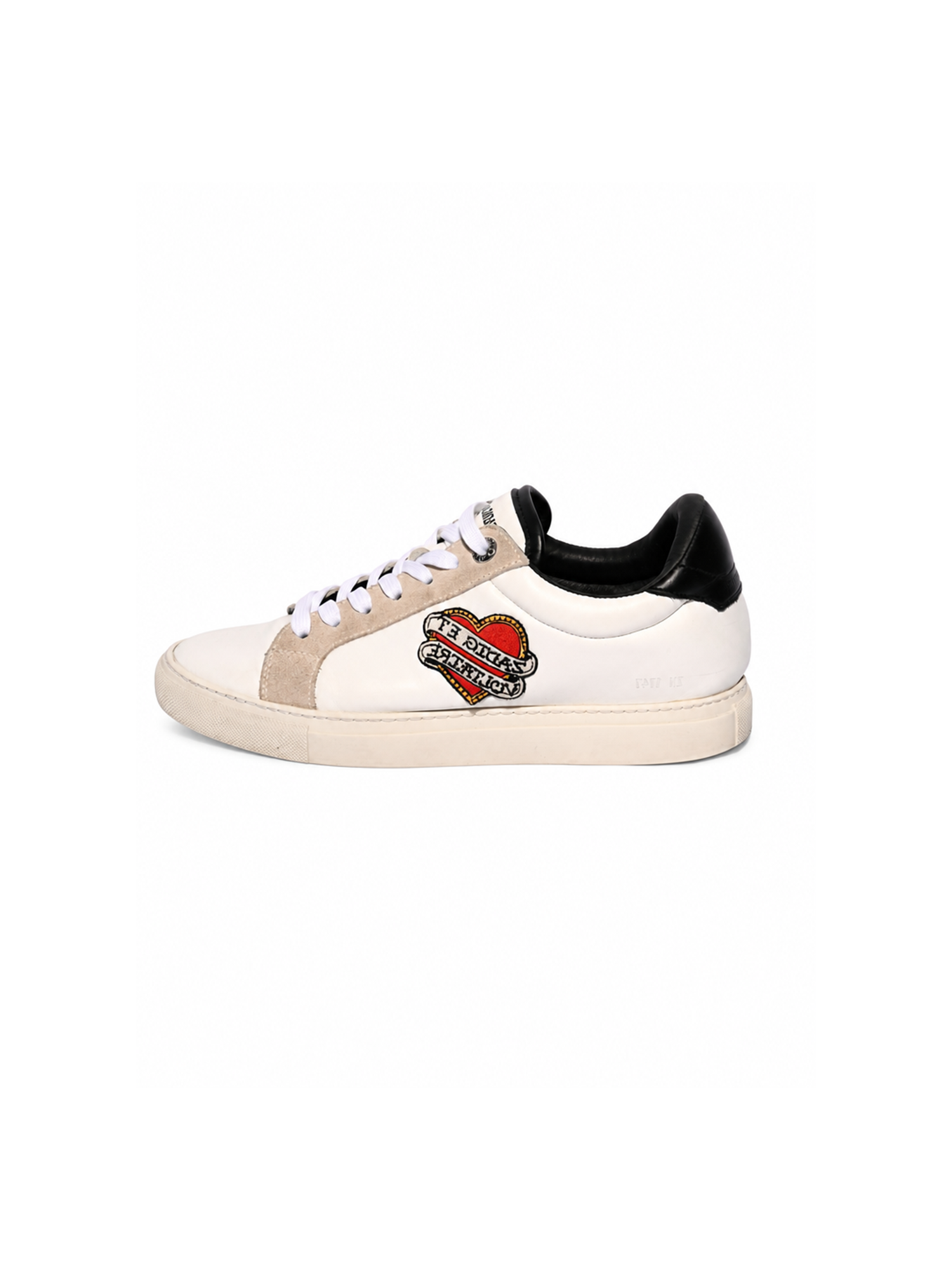 Zadig & Voltaire white leather heart-patch sneaker side view — luxury pre-owned sneakers Saudi Arabia | SO. by Sora