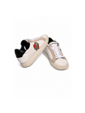 Zadig et Voltaire embroidered heart patch detail — white leather sneakers | SO. by Sora