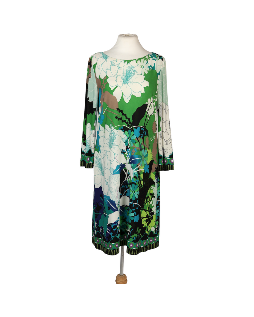 London Times Multicolor Printed Long Sleeve Midi Dress