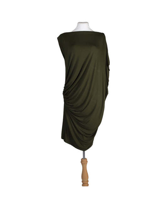 District Knee Length Khaki Summer Dress