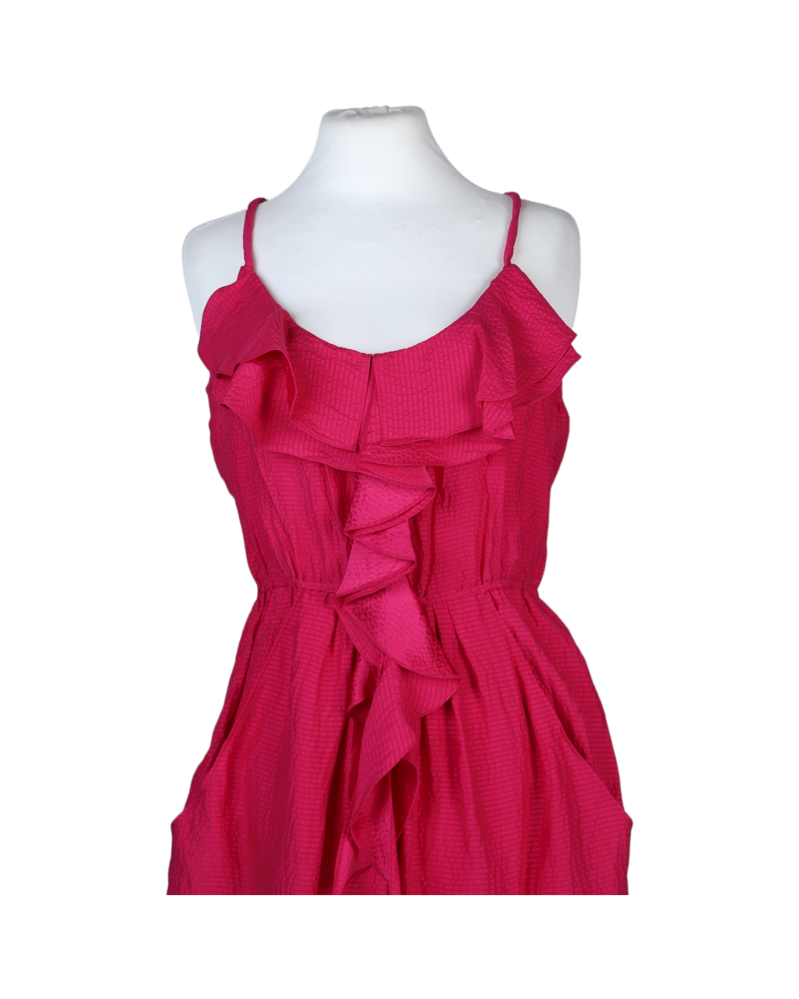 Rebecca Taylor Raspberry Waterfall Ruffle Short Casual Dress