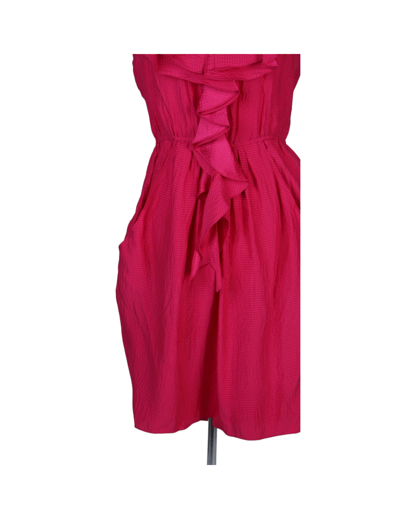 Rebecca Taylor Raspberry Waterfall Ruffle Short Casual Dress