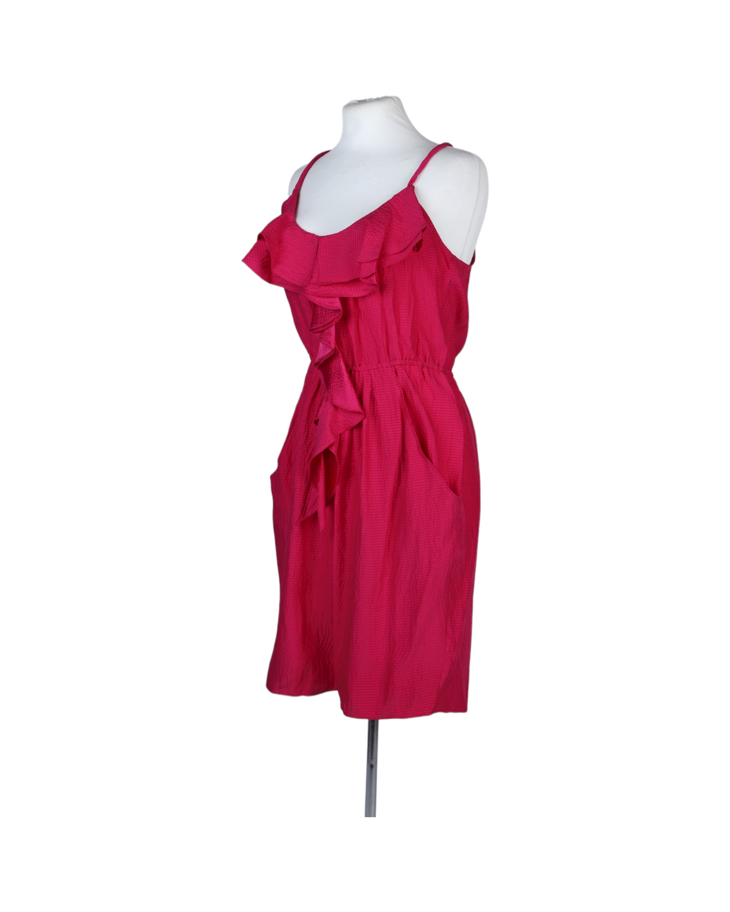 Rebecca Taylor Raspberry Waterfall Ruffle Short Casual Dress