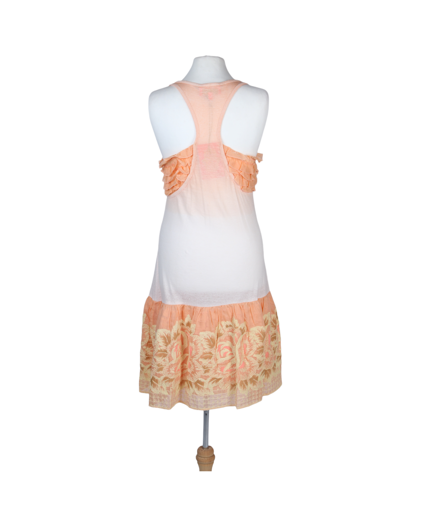 فستان قصير بطول الركبة باللون البرتقالي والكريمي من متجر منوش