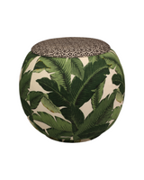 Maison Mishmashi Banana Leaf Print & Slate Velvet Queen Pouf