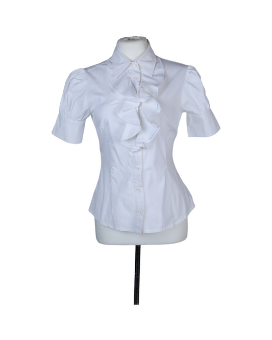 Koton White Button Down Shirt With Ruffles