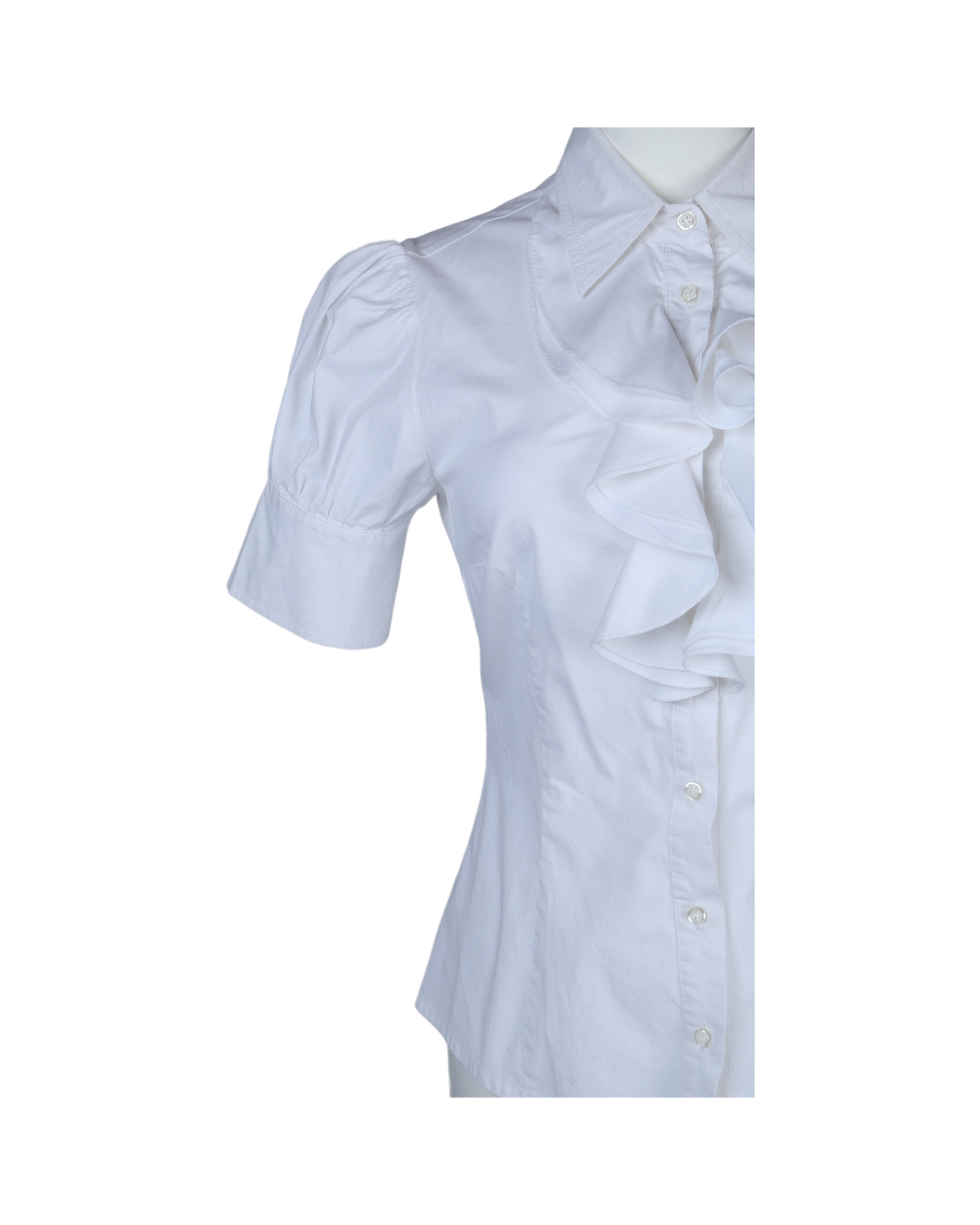 Koton White Button Down Shirt With Ruffles