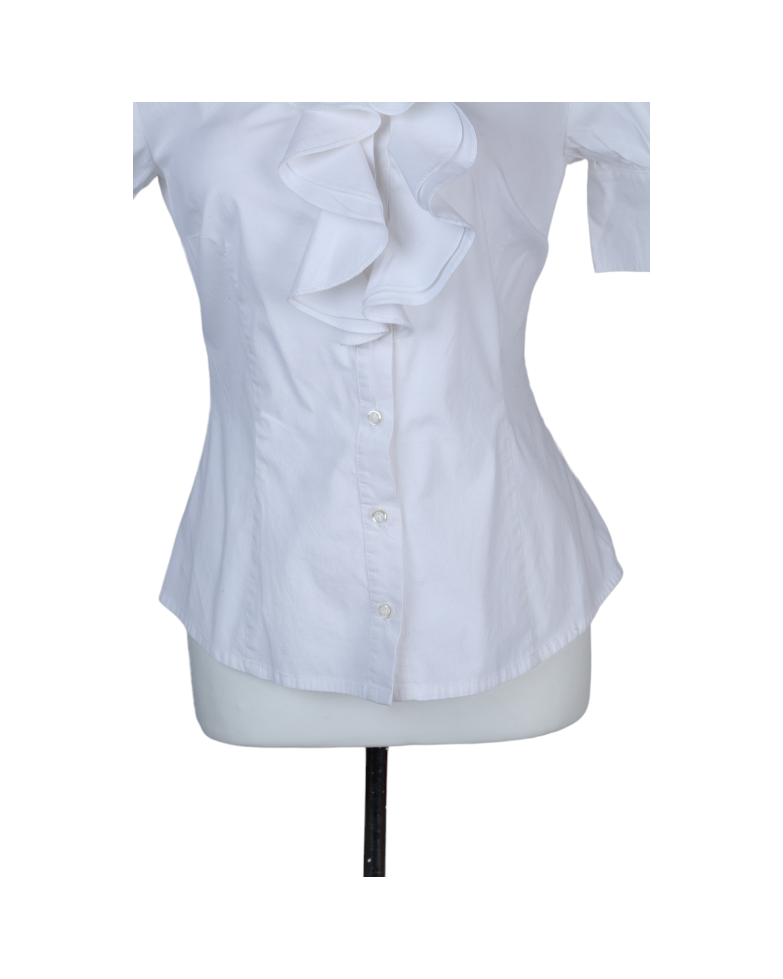 Koton White Button Down Shirt With Ruffles